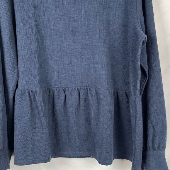 Loft Outlet Navy Blue Peplum Knit Sweater XL - Picture 2 of 11